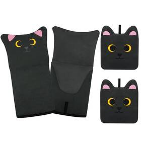 4pcsgjhbtz Lsydcarm Oven Mitts Cute Black Cat Silicone And Pot Holders Sets Funny Cooking Gloves