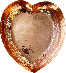 4022 Luene Copper Heart Shape Dish - Hand Hammered Pure Bowl Large