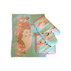 103261 Lunchbox.com My Neighbor Totoro Kitchen Set With Pot Holder Oven Mitt Hand Towel