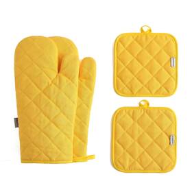 M Miaoyan 780317668222 Oven Mitts And Pot Holders 4 Pcs Set High Heat Resistant 500 Cotton-yellow