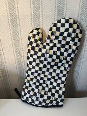 Rn-89753 Mackenzie-childs Oven Mitt Check Plaid 100% Cotton Machine Washable Multicolor