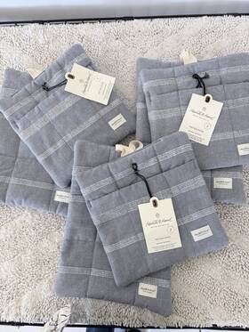 Magnolia 198101943224 Nwt Hearth And Home 3 Sets/2 Per Set Blue Potholders 8x8/8x11 Cotton