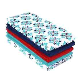 Kx92969mult Mainstay 5 Piece Solid Print Kitchen Towels Set Multicolor New
