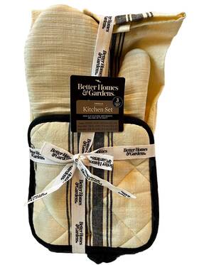 Bhg0325041524-03 Mainstays Better Homes And Gardens 3 Piece Hot Item Kitchen Set Towel/oven Mitt/potholder