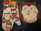 Mainstays Fall Owl 2 Piece Kitchen Set Potholders Oven Mitt Maple Leaves Decor A 825540061973