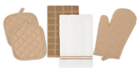 Jvs-pk-7202 Mainstays Kitchen Towel Oven Mitt And Pot Holder Set 5 Pack Red