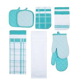 Ms20-d1-1106-10 Mainstays 20 Piece Set Kitchen Towel Flour Sack Oven Mitt Pot Holder Aqua