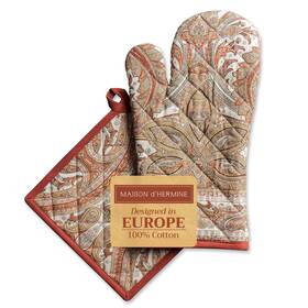 Maison D Hermine 611138589321 Cotton Oven Mitt And Pot Holder Set Thick Heat-resistant Ki
