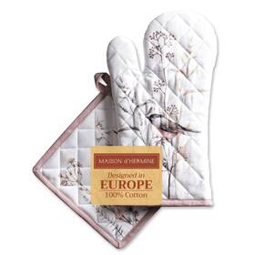 Maison D Hermine 904325904857 Dfthermine 100% Cotton Oven Mitt And Pot Holder Set 7.5 Inch X13 8 X8 Heat