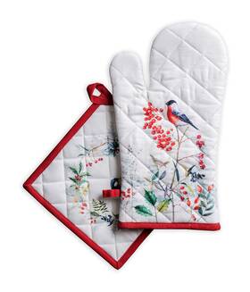 Maison D Hermine 904325906035 100% Cotton Oven Mitt And Pot Holder Set 7.5x13 8x8 Inches