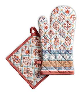 Maison D Hermine 904325923032 Oven Mitt 7.5 Inch X13 And Pot Holder 8 X8 100% Cotton Kitchen Hol