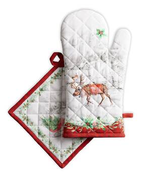 Maison D Hermine 904325944181 Oven Mitt And Pot Holder 100% Cotton Heat Resistant Kitchen 7.5 Inch X13