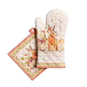 Maison D Hermine 904325964028 Oven Mitt 7.5 Inch X13 And Pot Holder 8 X8 100% Cotton Kitchen Hol