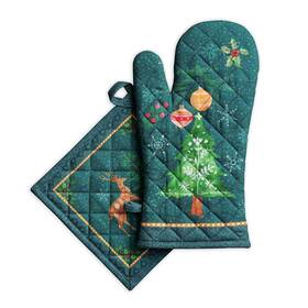 Maison D Hermine 904325969801 Oven Mitt 7.5 Inch X13 And Pot Holder 8 X8 100% Cotton Kitchen Hol