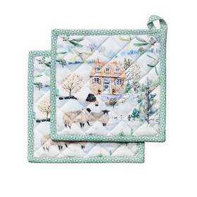 Maison D Hermine 904325971033 Snowy World 100% Cotton Set Of 2 Pot Holders With Loop Heat Resistant Bbq Coo