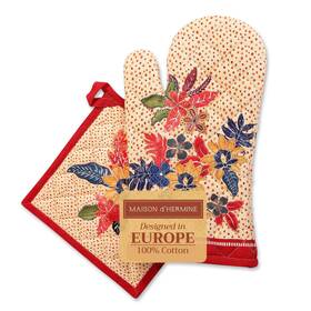 B0bs9n9nwj Maison D Hermine Dft 100% Cotton Oven Mitt And Pot Holder Set 7.5x13 Inch 8x8 Heat