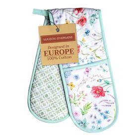 Dm097aa01 Maison D Hermine Just Florals 100 Cotton Easter Double Oven Glove With Loop Hea