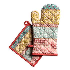 Op101aa01 Maison D Hermine 100% Cotton Oven Mitt And Pot Holder Set 7.5 Inch X13 8 X8 Heat Resistant Bbq