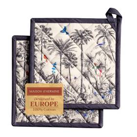 Ph036aa02 Maison D Hermine Pot Holders Set 100% Cotton Heat Resistant Potholders 8 Inch X Hot Pads With L