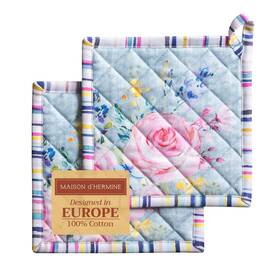 Ph041aa02 Maison D Hermine Pot Holders Set 100 Cotton Heat Resistant Potholders 8 X H