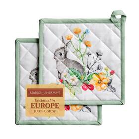 Ph081aa02 Maison D Hermine Dfthermine Pot Holders 100% Cotton Set Of 2 8 Inch X With Lo