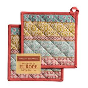 Ph101aa02 Maison D Hermine Pot Holders Set 100% Cotton Heat Resistant Potholders 8 Inch X Hot Pads With L
