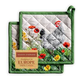Ph129aa02ca Maison D Hermine Pot Holder 100 Cotton Potholder Heat Resistant 8x8 With Loop Set Of 2 Hot P