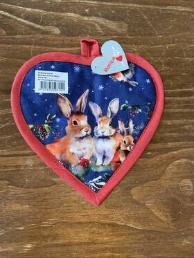 Manique 701695503551 Nwt Monique Heart Shaped Potholder With Rabbits And Birds