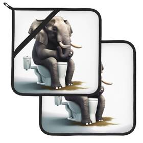 Mantaiyuan 639505407849 Pot Holders Set Of 2 Funny Animal Elephant Heat Resistant Kitchen Non Slip Pr