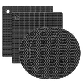Maoduv 707091895248 Silicone Trivet Mats - 4 Heat Resistant Pot Holders Multipurpose Non-slip Hot