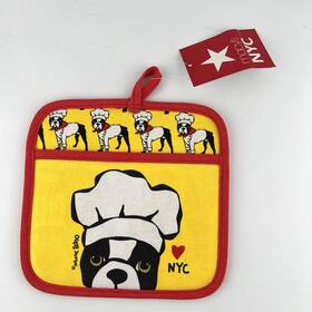 Marc Tetro 848381000567 Yellow Boston Terrier Chef Potholder Hot Pad Kitchen Decor Nyc
