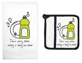 17-3315 Mariasch Studios 2 Piece Donftt Worry Kitchen Set Towel And Potholder