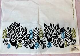 Marimekko 411252316216 2006 Finland Tea Towel Cotton Linen Aukusti Birds And Plants 18.5x27.5 Inch
