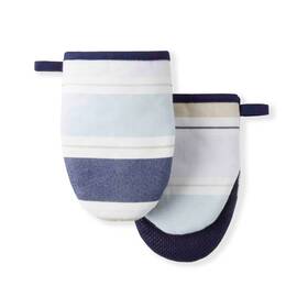 Martha Stewart 028332750608 Thin Stripe Mini Oven Mitt 2-pack Set Blue 5.5 Inch X8