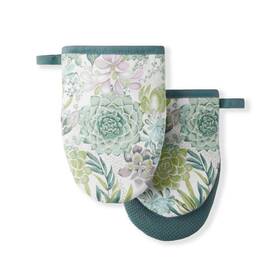 Martha Stewart 028332750639 Succulents Mini Oven Mitt 2-pack Set Green 5.5 Inch X8
