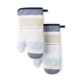 Martha Stewart 028332750691 Thin Stripe Oven Mitt 2-pack Set Blue 7 Inch X13