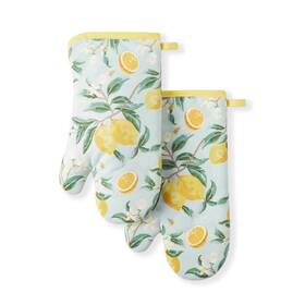 Martha Stewart 028332750745 Lemon Whimsy Oven Mitt 2-pack Set Yellow 7 Inch X13