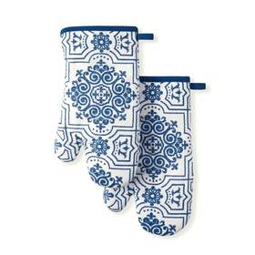 Martha Stewart 028332750752 Printed Oven Mitt Set 7 Inch X13 Strie Medallion