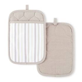 Martha Stewart 028332803366 Daisy Stripe Pot Holder Set Linen Heat Resistant Potholders 7 Inch X10 2-pack