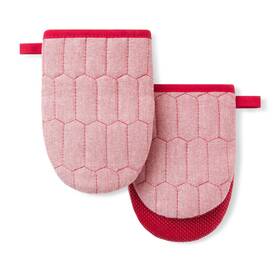 Martha Stewart 028332845960 Honeycomb Quilted Chambray Mini Oven Mitt 2-pack Set 100% Cotton Flexible N