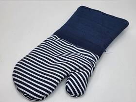 Martha Stewart 722885514709 Stripes Blue/white - Ovent Mitt Cotton/silicone