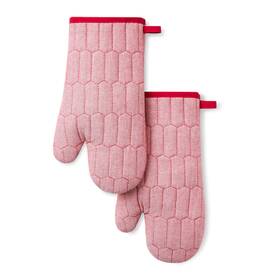 O2012506tdms Martha Stewart Honeycomb Quilted Chambray Oven Mitt 2-pack Set 100% Cotton Flexible Grip
