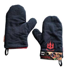Maysternya 823082541409 Reinforced Kitchen Oven Glove 100% Cotton Mitt Black 12.2 Inch X6.7