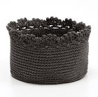 Mc-1065ch Heritage Lace Set Of Crochet Baskets Charcoal Color Machine Wash
