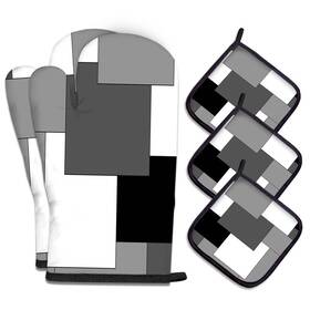 B0c11b95j5 Mcalk 5 Pcs Geometric Gray Oven Mitts And Pot Holders Sets Grey Gloves