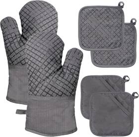 Meshoa464 Meirrnyyu 4 Pcs Oven Mitts And Pot Holders Kitchen Long Glove High Heat Gray