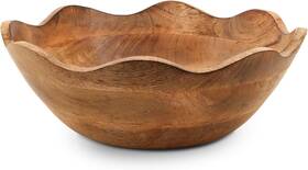Azbw2009 Mela Artisans Wooden Scalloped Bowl - Large Ruffle Natural Wood
