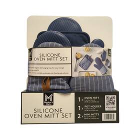 193968504854-p Members Mark Ny 4pk Yarn Dyed Silicone Oven Mitt Pot Holder Mini Set