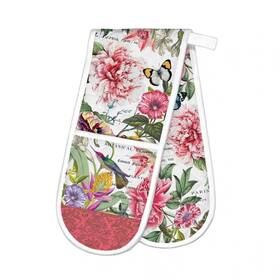 Michel Design Works 608666735702 Peony Double Oven Glove Mitts Floral Quilted Pink New