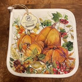 843374 Michel Design Works Inch Pumpkin Prize Cotton Potholder Fall Flowers Leaves Berries